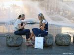 Girls at a fountain